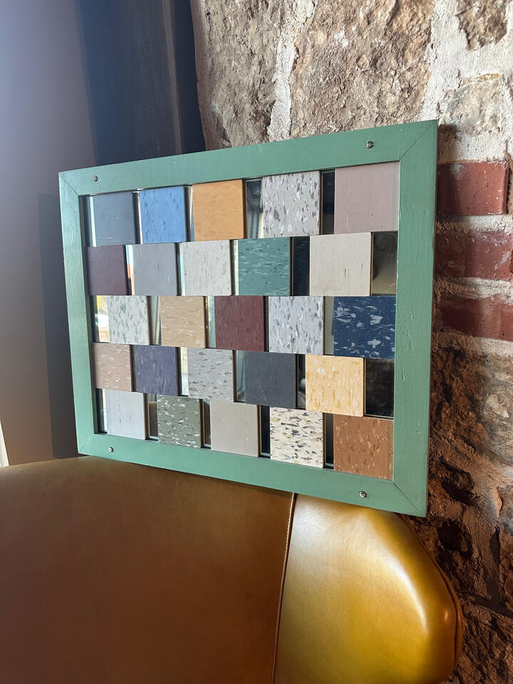 I found an old mirror in a basement and used it as the base material to make this earth tone abstract art I found an old mirror in a basement and used it as the base material to make this earth tone abstract art